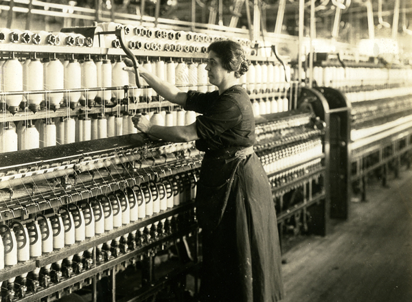 Woman at spinning machine