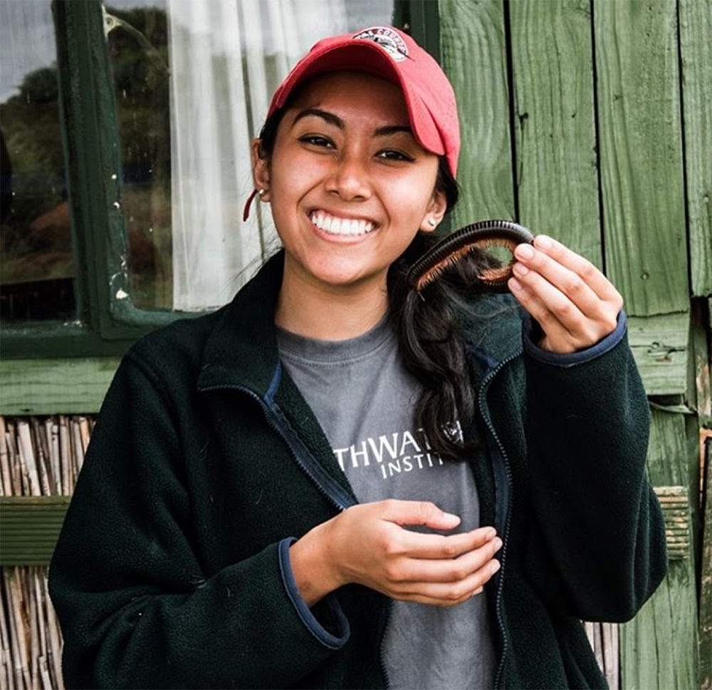 Nicole Tu-Maung with millipede